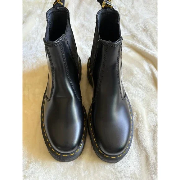 NEW Dr Martens 2976 Smooth Black Leather Platform Chelsea Boots, Women’s 8 - Picture 4 of 9